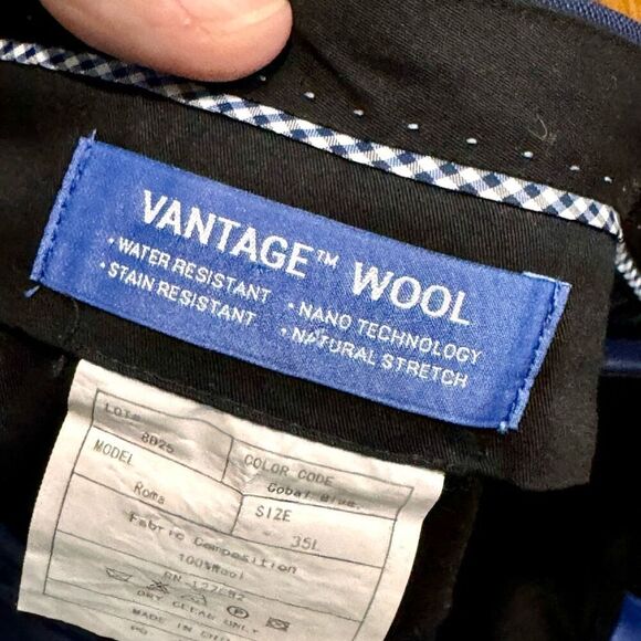 Paul Betenly Flat Front Blue Dress Pants. Vantage Wool. Size 35. - Picture 6 of 9